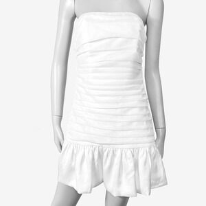 ASTR the Label NEW Bubble Hem White Strapless Minidress‎ Womens M Ruffle Beach